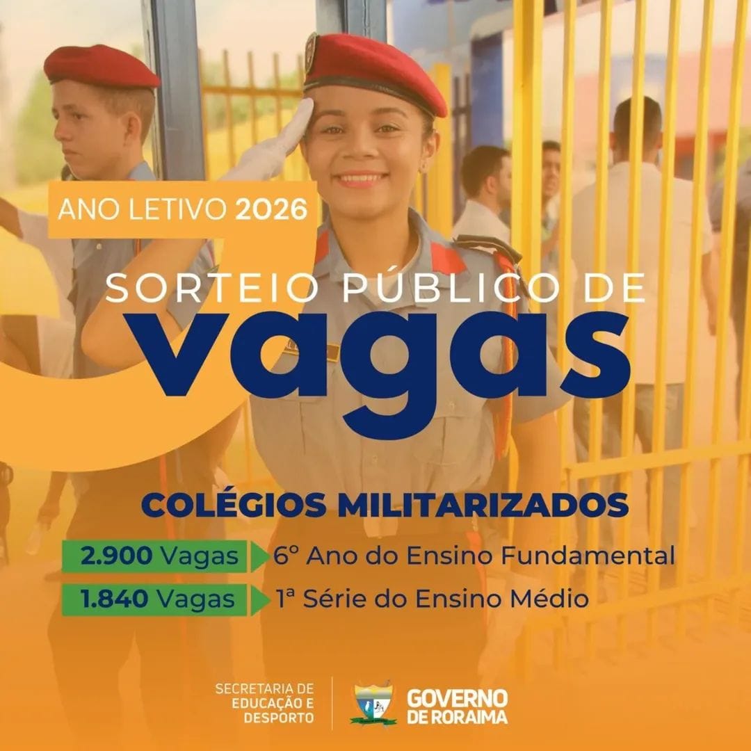 Edital de Sorteio das Vagas para matrículas novas nos Colégios Militarizados  - Ano Letivo 2026