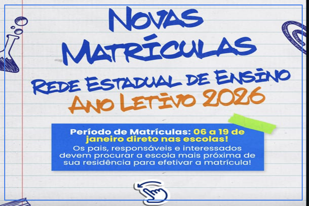 Matrículas 2026: rede estadual de Roraima abre mais de 18 mil novas vagas de 6 a 19 de janeiro